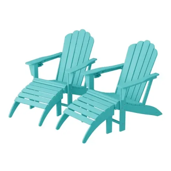 WestinTrends Highland 4-Piece Outdoor Patio HDPE Adirondack Chairs With Ottomans and Cup Holder Set image {18}