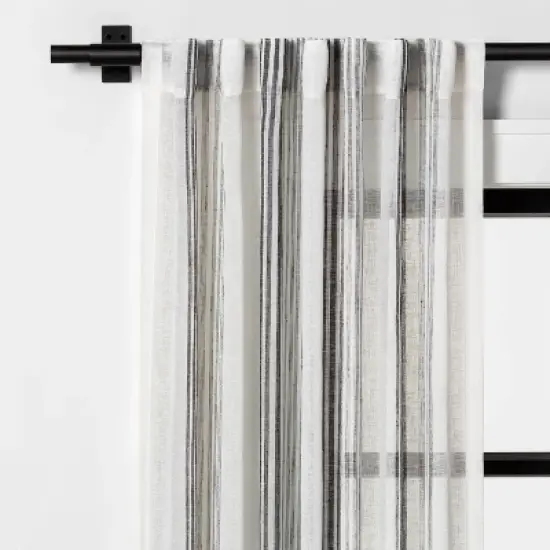 Vertical Stripe Curtain Sheer Gray/Cream - Hearth & Hand&trade; with Magnolia image {7}
