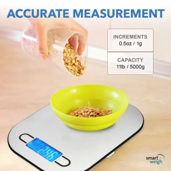 Smart Weigh Digital Kitchen Food Scale - Stainless Steel image {2}