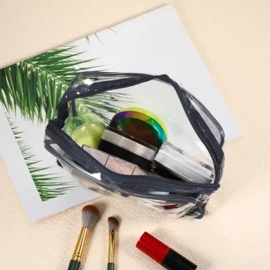 Unique Bargains Women's Transparent Waterproof Travel Cosmetic Bag Black 1 Pc image {4}