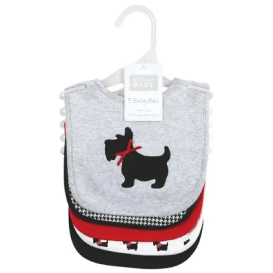 Hudson Baby Infant Girl Cotton Bibs, Scottie Dogs image {1}