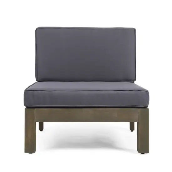 GDFStudio Keith 90.75" Outdoor Acacia Wood 3 Seater Sofa with Cushions image {3}