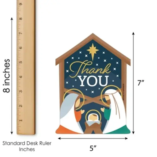 Big Dot of Happiness Holy Nativity - Shaped Thank You Cards - Manger Scene Religious Christmas Shaped Thank You Cards with Envelopes - Set of 12 image {4}