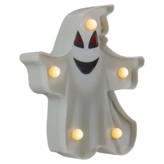 Northlight LED Lighted Ghost Halloween Marquee Sign -7" White image {2}
