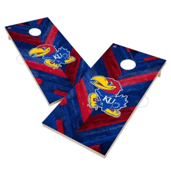 NCAA Kansas Jayhawks 2'x4' Solid Wood Cornhole Board image {1}