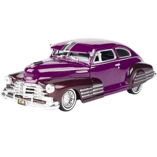 1948 Chevrolet Aerosedan Fleetside Lowrider Purple Metallic and Dark Purple Met. Two-Tone 1/24 Diecast Model Car by Motormax image {1}