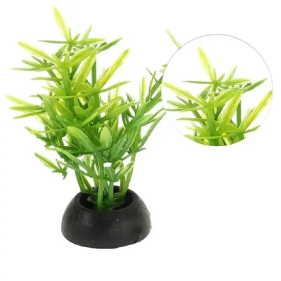 Unique Bargains Aquarium Plastic Plants for Fish Tank Landscape Decoration Green 1.97" Height 20 Pcs image {2}