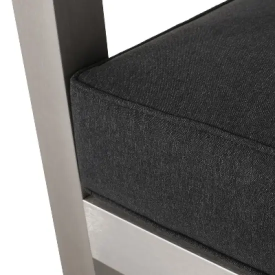 Christopher Knight Home Aviara Outdoor Aluminum 3 Piece Chat Set with C Shaped Side Table image {7}