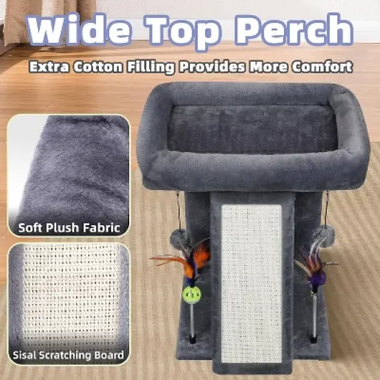 Cat Tree Tower with Cat Scratching Post for Indoor Cats, Activity Centre Climbing Tree with Scratching Board image {5}