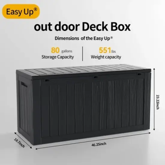 80 Gallon Resin Deck Box, Lockable Waterproof Ourdoor Storage Container for Pool Accessories, Patio and Garden Tools image {1}