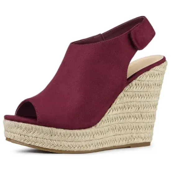 Allegra K Women's Espadrille Platform Heeled Wedges Sandals image {10}