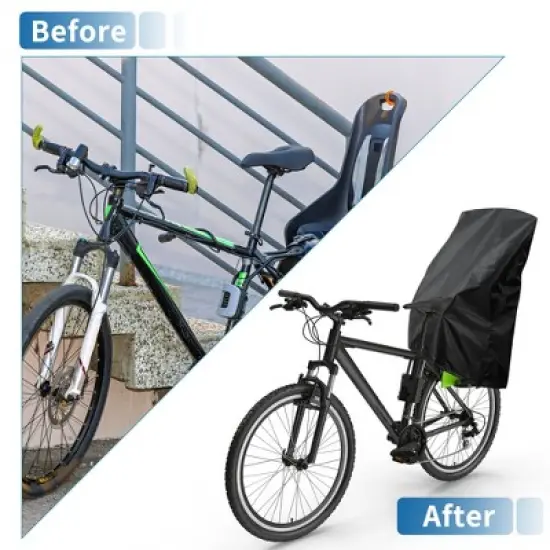 Unique Bargains Child Bike Seat Rain Cover Waterproof Canopy 210D Oxford Black image {2}