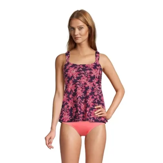 Lands' End Women's Mastectomy Flutter Scoop Neck Tankini Top Comfort Adjustable Straps image {8}