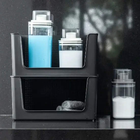 OU Laundry Detergent Dispenser w Measuring Cap 50oz & 77oz, Liquid Laundry Soap & Fabric Softener Dispenser Organizer with Internal Drip Return Lid image {6}