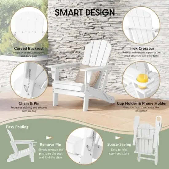 WestinTrends Nantucket Outdoor Patio HDPE Resin Adirondack Chair With Cup Holder and Phone Holder image {4}