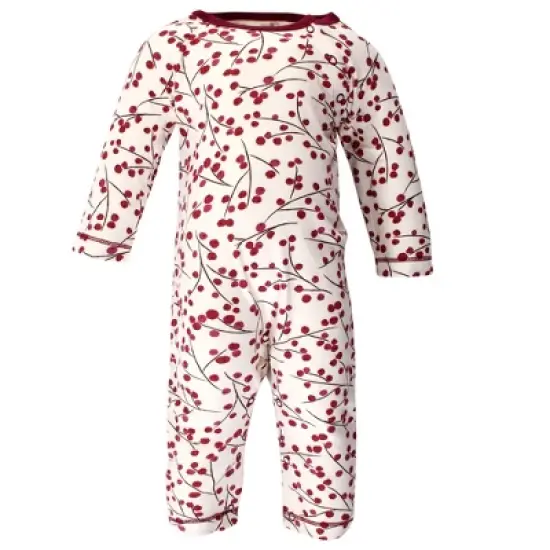 Touched by Nature Baby Girl Organic Cotton Coveralls 3pk, Berry Branch image {1}