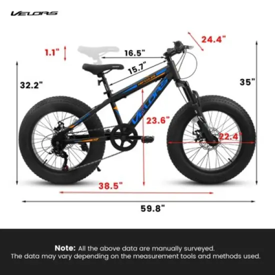 Aukfa 20-Inch Fat Tire Mountain Bike for Adults, 7-Speed, Dual Disc Brakes, Front Suspension, High Carbon Steel Frame, City & Trail Ready image {5}