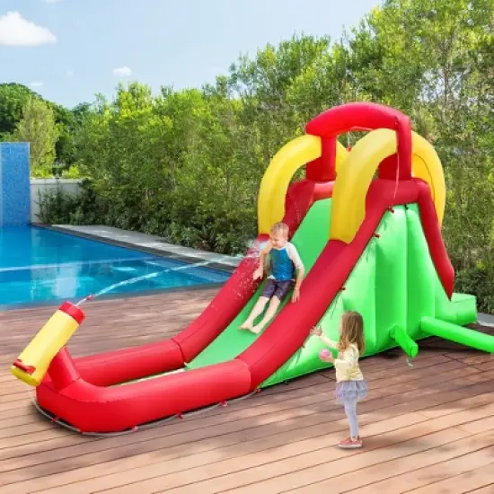 Costway Inflatable Water Slide Bounce House Bouncer Kids Jumper Climbing with  550W Blower image {1}