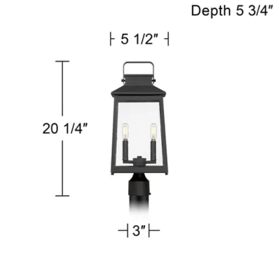 John Timberland Jubliee 20 1/4" High Modern Outdoor Post Light Fixture Pole Porch House Exterior 2-Light Weatherproof Black Metal Clear Glass Shade image {3}