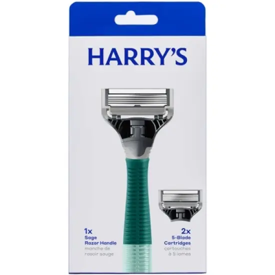 Harry's 5-Blade Men's Razor - 1 Razor Handle + 2 Razor Blade Refills - Sage Green image {7}