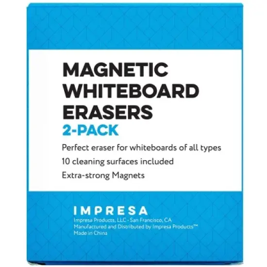 Impresa 2 Pack Magnetic Whiteboard Eraser for Use with Glass Dry Erase Boards - Includes10 Replaceable Cleaning Cloths image {5}