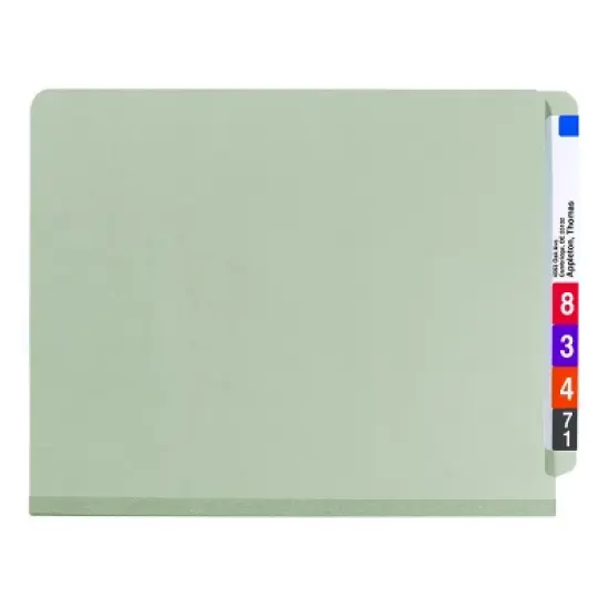 Smead End Tab Pressboard Classification File Folder with SafeSHIELD  Fasteners, 2 Dividers, Gray/Green (26810) image {4}