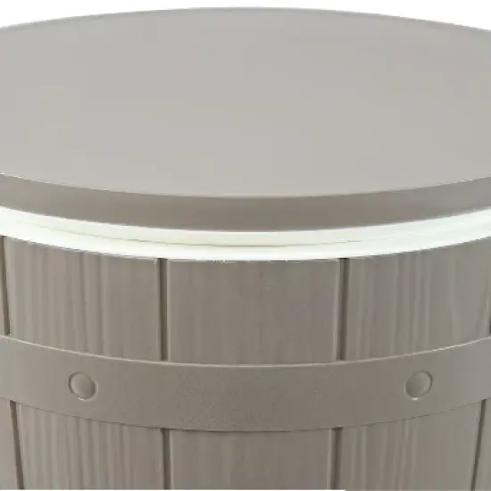 Sunnydaze Faux Wood Design Patio Bar Cooler Table with Height-Adjustable Tabletop - Driftwood image {4}