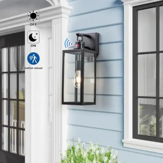 C Cattleya Matte Black Dusk to Dawn Outdoor Wall Light with Adjustable Sensitivity and Timer image {1}