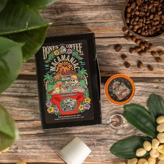 Bones Coffee Macamaniac Macadamia and Coconut Flavor 12ct Single-Serve Bones Cups Coffee Pods Compatible with Keurig Coffee Maker image {2}