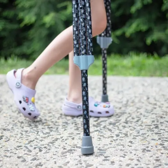 My Crutches - Fashionable Designed Crutches w Underarm Pad for Kids/Adults w Adjustable Handgrip & Length for Heights 4'5" to 5'2" (Crossbones) image {2}