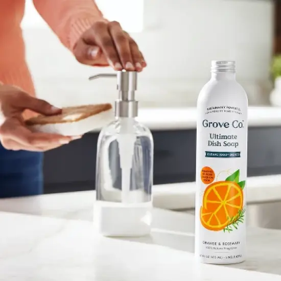 Grove Co. Dish Soap Glass Dispenser with White Silicone Sleeve image {4}