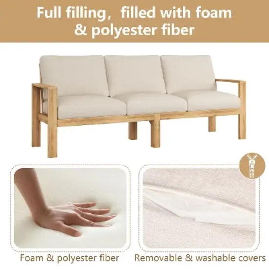 FIONECA 5-Piece Acacia Wood Outdoor Sectional Sofa Set with Cushions image {2}