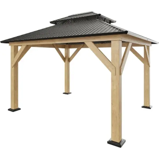 AMERLIFE Spruce Wood Gazebo with Storage Bar Counter image {1}