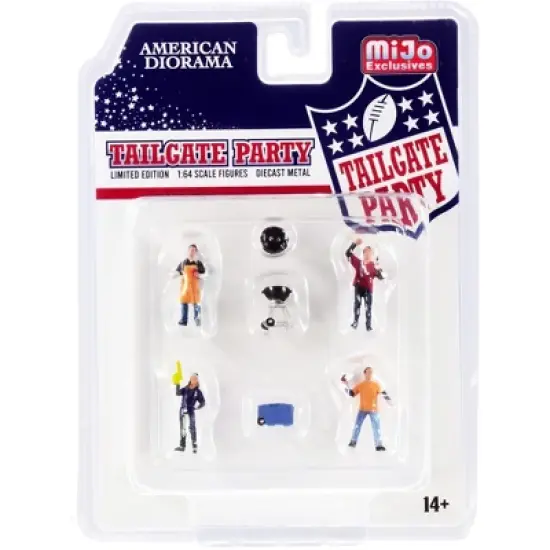 "Tailgate Party" Diecast Set of 6 pieces (4 Figurines and 2 Accessories) for 1/64 Scale Models by American Diorama image {2}