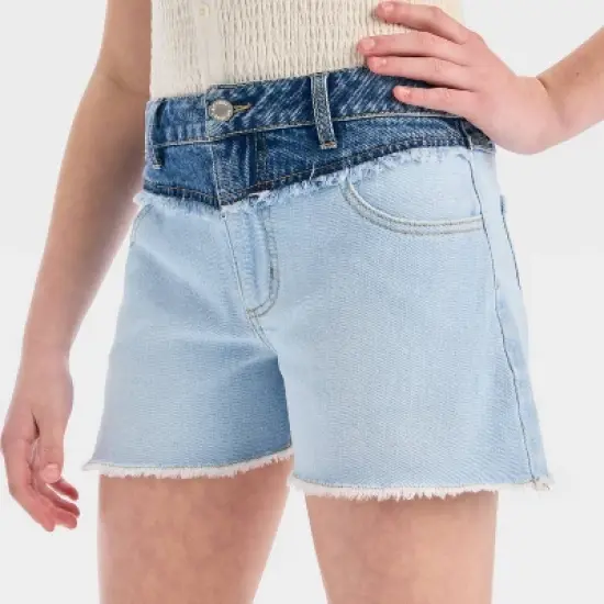 Girls' High-Rise A-Line Colorblock Denim Shorts - art class&trade; image {3}