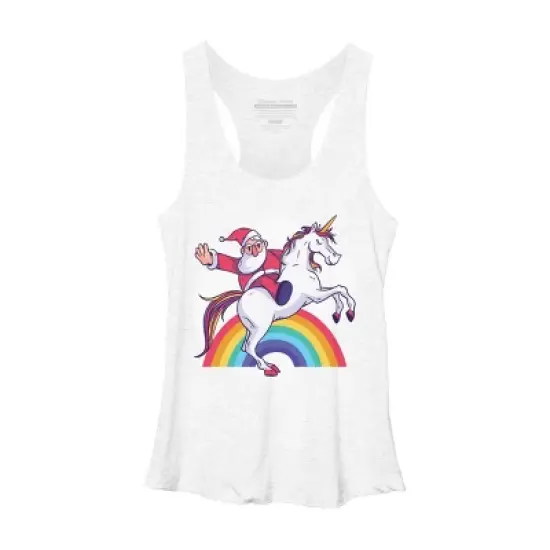 Women's Design By Humans Christmas Cartoon Santa Riding A Unicorn By rasok Racerback Tank Top image {4}