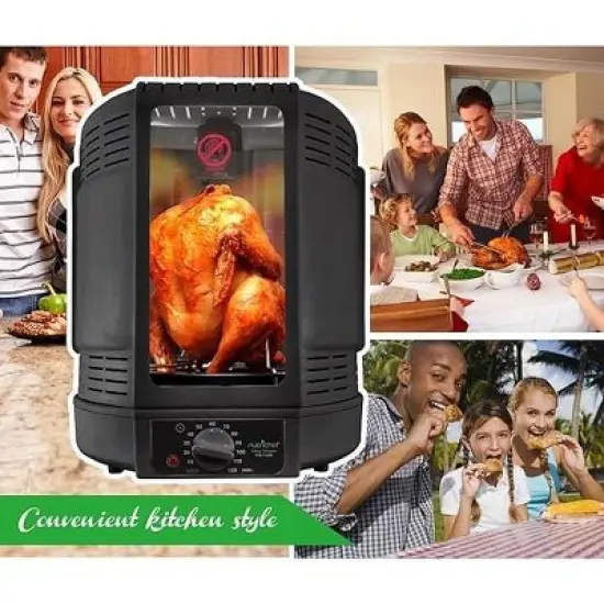 NutriChef Vertical Countertop Rotisserie Rotating Oven (Black) image {2}