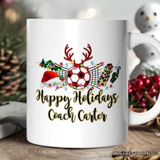 Soccer Buffalo Plaid Christmas Mug, Team and Coaches Gift (Non-Custom Only)| OrnamentallyYou image {2}