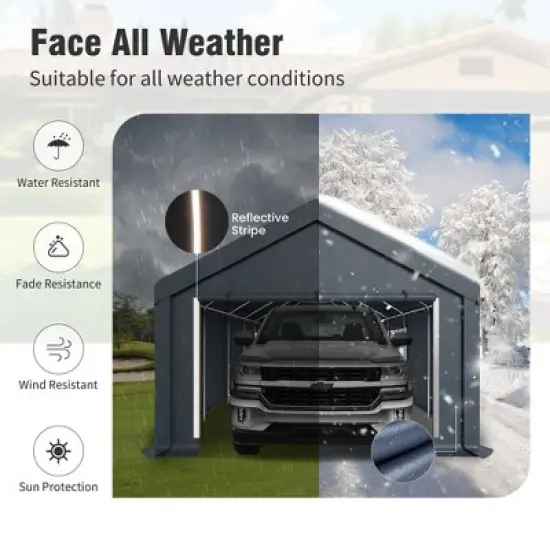 Captiva Designs Outdoor Portable Storage Shelter - Choose Between Two Spacious Garage Tents with Roll-Up Zipper Doors image {8}