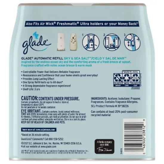 Glade Automatic Spray Air Freshener Refills - Sky & Sea Salt - 12.4 fl oz/2pk image {2}