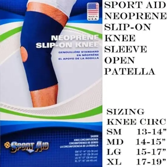 Sport Aid Neoprene Slip-On Knee Support Open Patella Large Blue image {3}