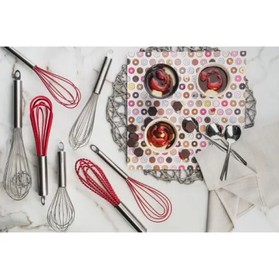 Cuisipro 10 Inch Silicone Flat Whisk, Red image {4}