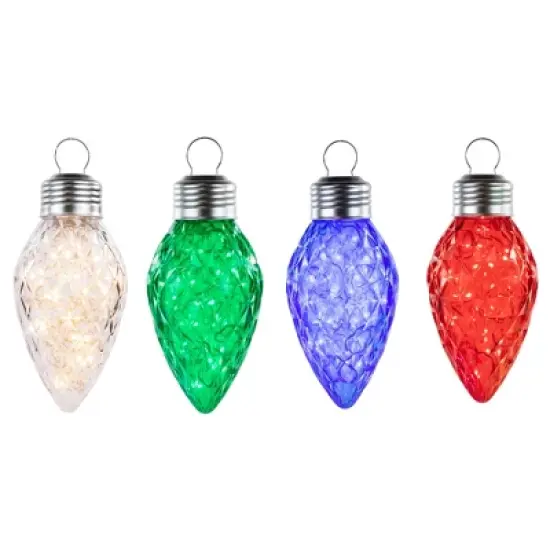 Northlight LED C9 Style Faceted Twinkle Christmas Lights - Multicolor - 9' White Wire - 4ct image {1}