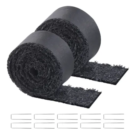 VEVOR Rubber Mulch for Landscaping,2 Rolls Recycled Rubber Mulch Mat 120 x 4.5 in,Permanent Rubber Pathway,Natural-Looking Black Mulch Garden Edging image {8}