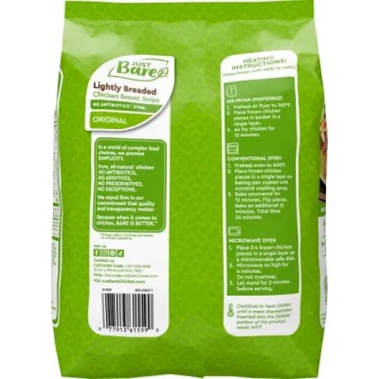 Just Bare Lightly Breaded Chicken Breast Strips - Frozen - 24oz image {2}