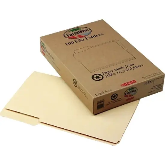 Pendaflex Earthwise 100% Recycled Paper File Folder 1/3 Cut Legal Manila 100/Box 76520 image {2}