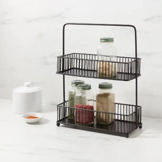 Iron 2-Tier Wire Spice Rack Black - Threshold&trade;: Freestanding Seasoning Organizer, Kitchen Storage Solution image {1}