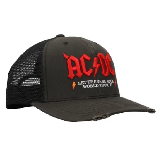 ACDC Let There Be Rock World Tour '77 Men's Black Denim Foam Trucker Hat image {3}