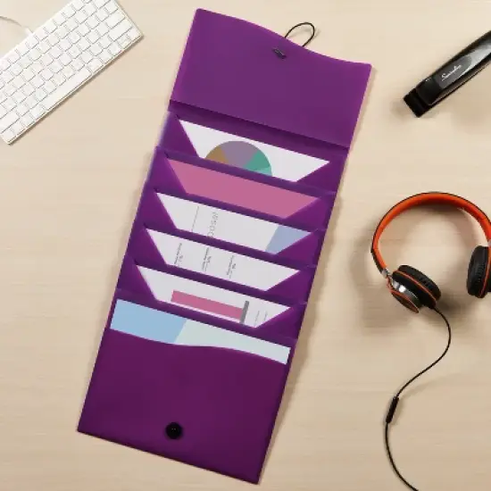 Avery Slide & View Expanding File Folder, 6 Pockets, Letter Size, 1 Plum Folder (73543) image {2}