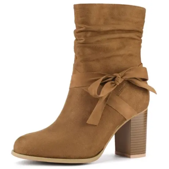 Allegra K Women's Casual Chunky Heel Ankle Boots image {7}